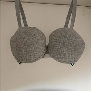 Nautica Intimates Gray Ribbed Bra 36B Adjustable Straps